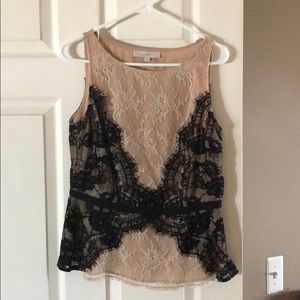 Loft sleeveless lace peplum top
